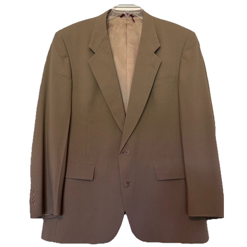 Hart Schaffner Marx Men’s 48L Tan Ariel Wool Blazer 2 Button Sport Coat USA Made